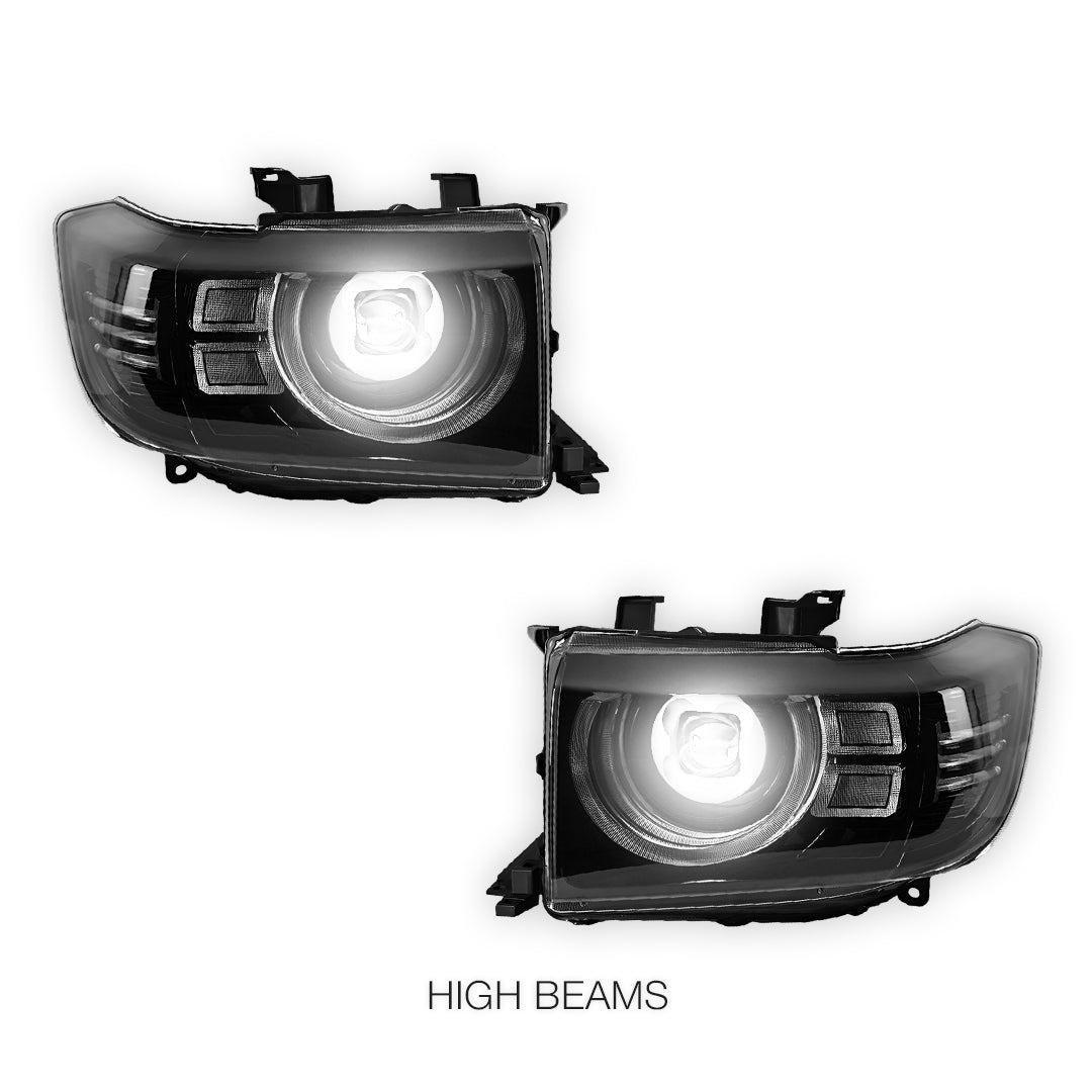 Toyota LandCruiser 70 / 73 / 75 / 76 / 78 / 79 Series (2007- 2022) LED DRL Dual Beam Projector Headlights LH + RH