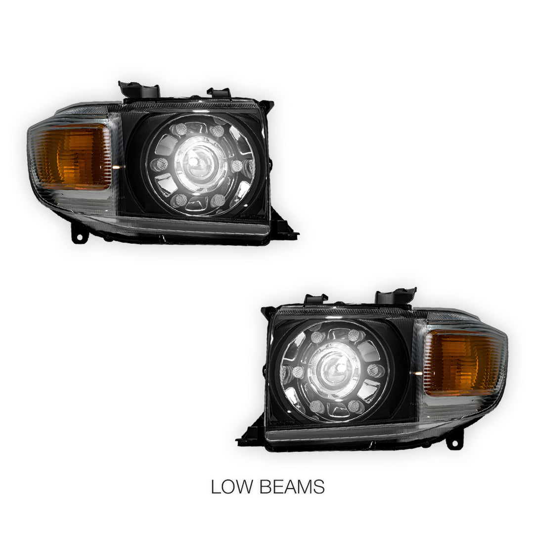 Toyota LandCruiser 70 / 73 / 75 / 76 / 78 / 79 Series (2007- 2022) LED DRL Dual Beam Projector Headlights LH + RH