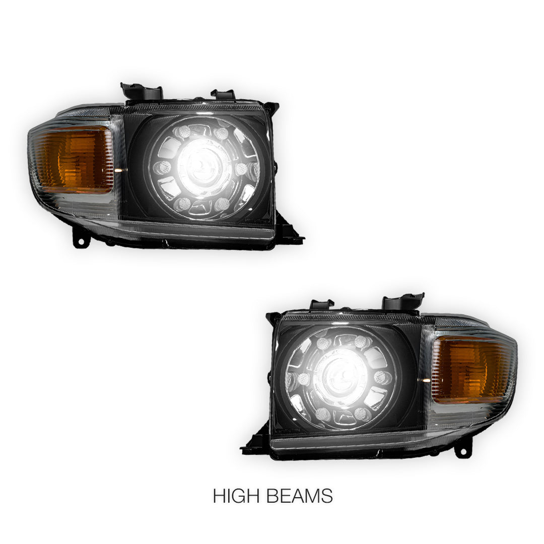 Toyota LandCruiser 70 / 73 / 75 / 76 / 78 / 79 Series (2007- 2022) LED DRL Dual Beam Projector Headlights LH + RH