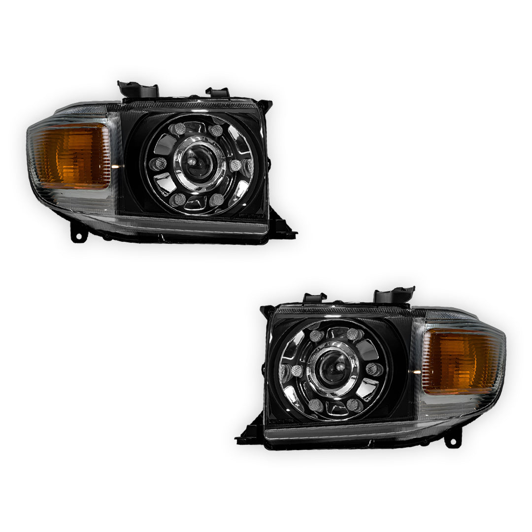 Toyota LandCruiser 70 / 73 / 75 / 76 / 78 / 79 Series (2007- 2022) LED DRL Dual Beam Projector Headlights LH + RH