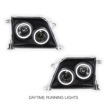 Toyota LandCruiser Prado 90 Series (1997 - 2002) Angel-Eyes DRL Projector Headlights LH + RH