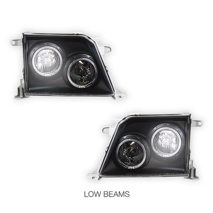 Toyota LandCruiser Prado 90 Series (1997 - 2002) Angel-Eyes DRL Projector Headlights LH + RH