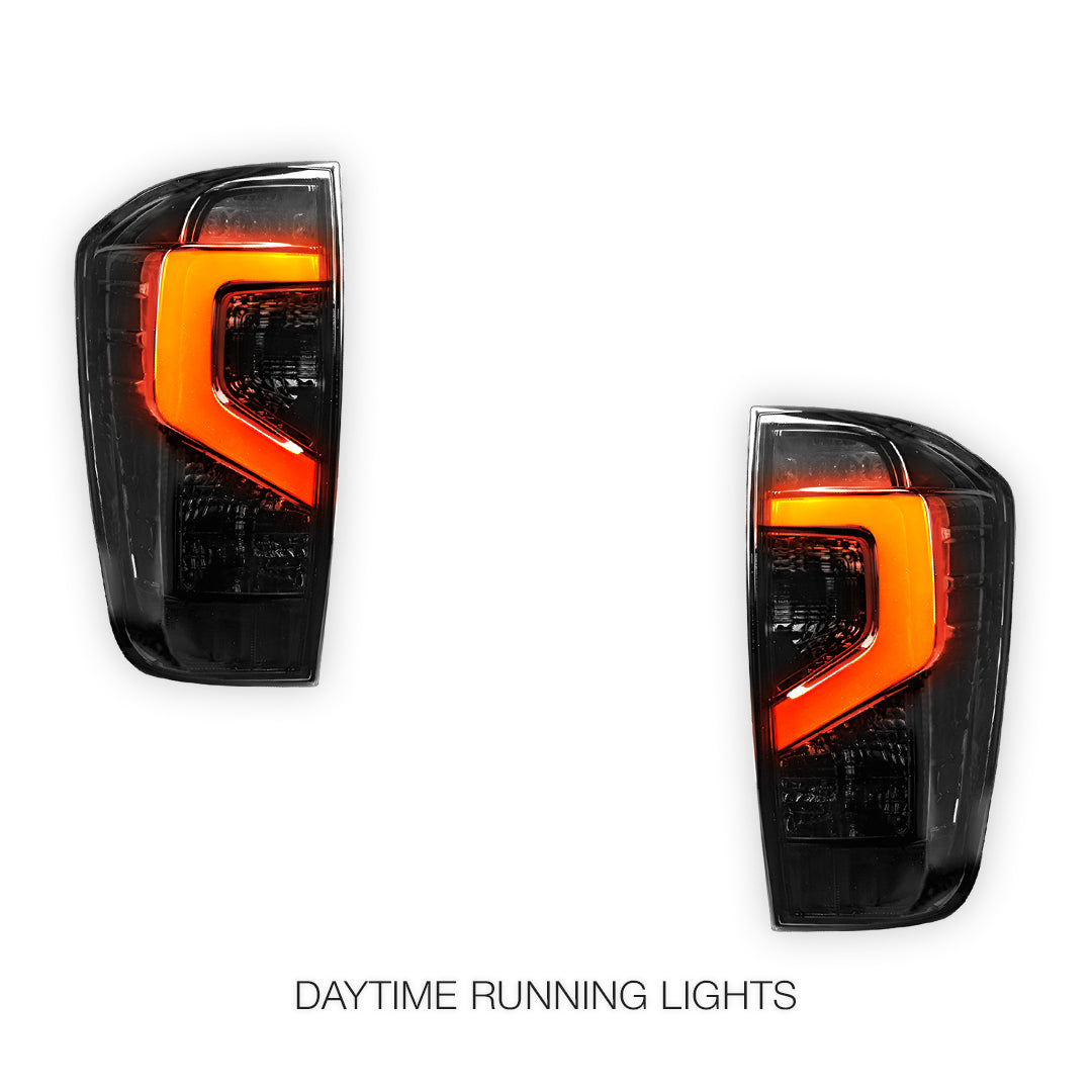 Nissan Navara D23 NP300 (2015 - 2025) Smoked Black Update Style 3D LED Stripe Bar Tail Lights LH + RH