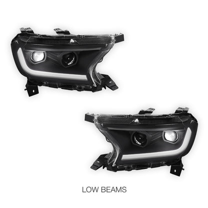 Ford Ranger (2019 - 2022) Sequential Signal Start-Up LED DRL Projector Headlights LH + RH