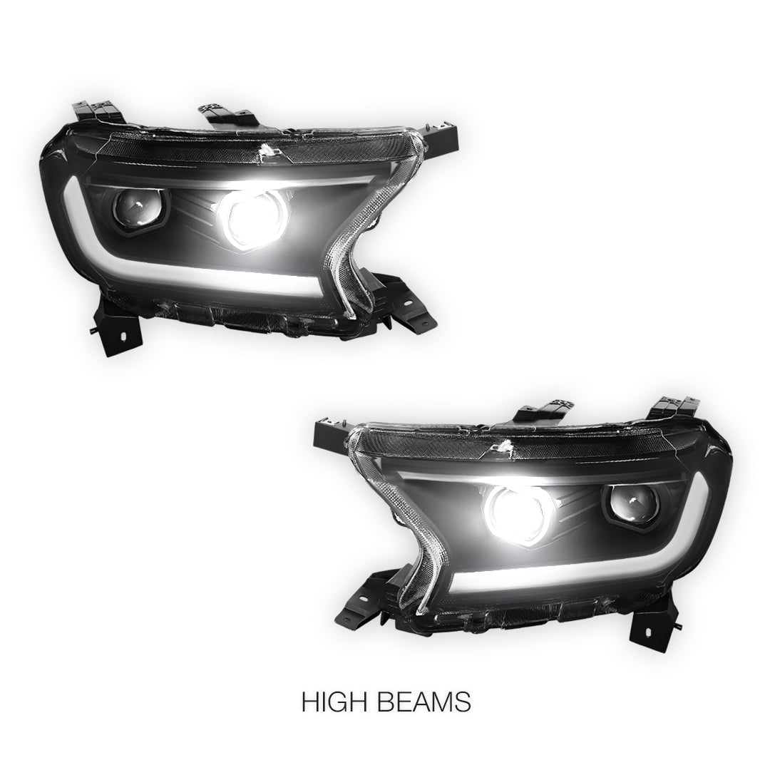 Ford Ranger (2019 - 2022) Sequential Signal Start-Up LED DRL Projector Headlights LH + RH