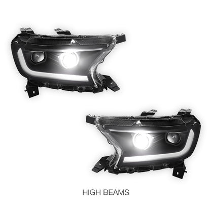 Ford Ranger (2019 - 2022) Sequential Signal Start-Up LED DRL Projector Headlights LH + RH