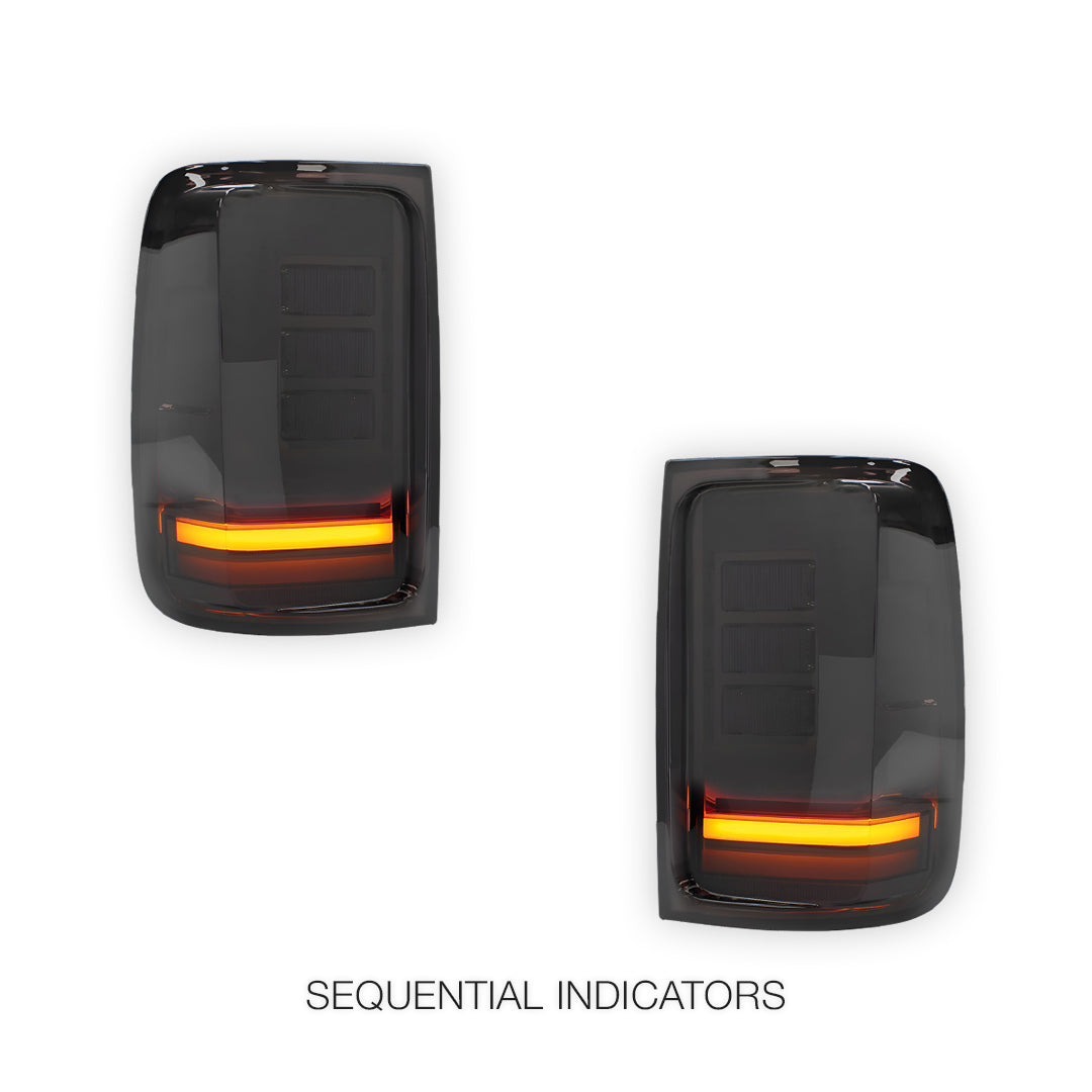 Volkswagen Amarok 2H (2011 - 2021) Smoked Black Sequential 3D LED Stripe Bar Tail Lights LH + RH