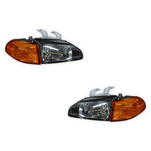 Honda Civic EG Hatchback (1991 - 1995) Black OEM Style Headlights and Amber Corner Lights LH + RH