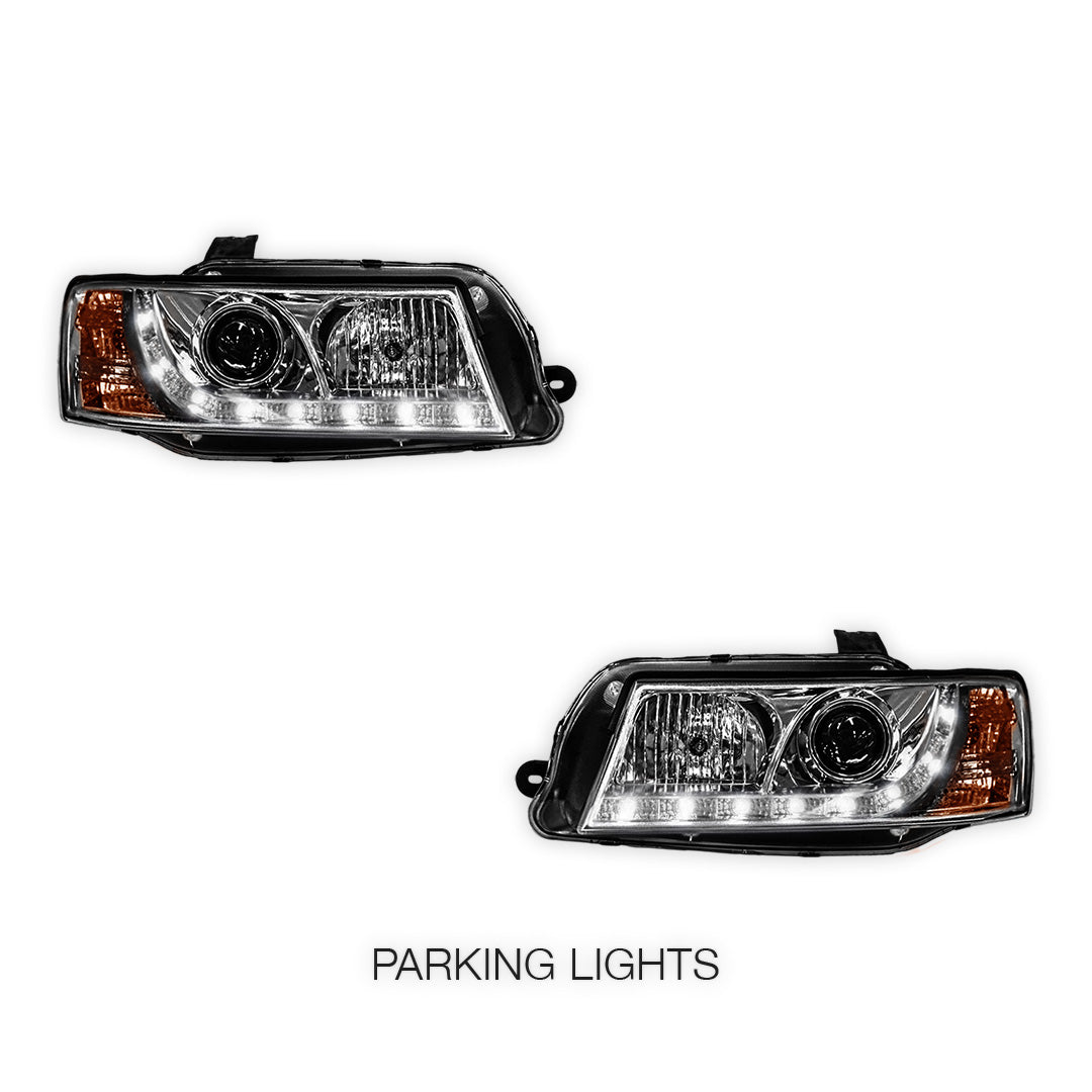 Holden Commodore VZ (2004 - 2007) Crystal Clear DRL LED Projector Headlights LH + RH