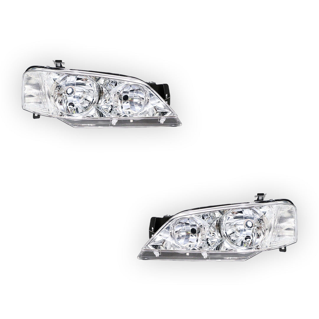 Ford Falcon / Fairmont BA BF (2002 - 2006) Chrome / Black OEM Style Headlights LH + RH