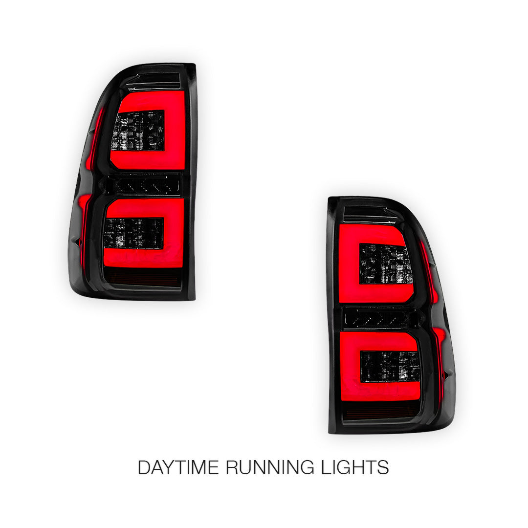 Toyota Hilux N80 (2015 - 2024) Sequential Smoked C-Style LED Tail Lights LH + RH