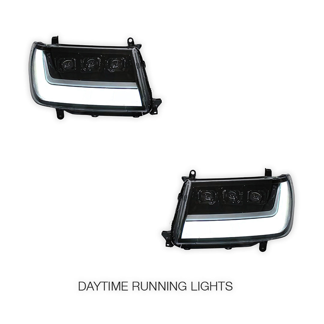 Toyota LandCruiser 100 Series (2005 - 2007) Sequential Full LED DRL Projector Headlights LH + RH