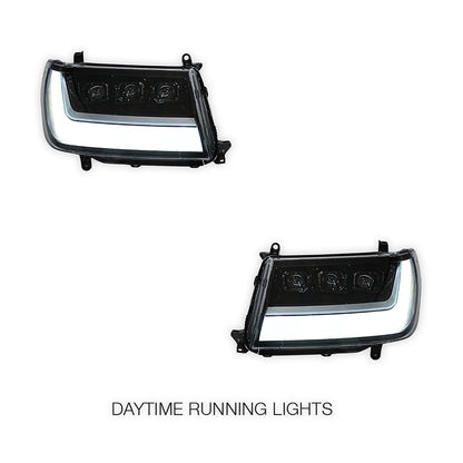 Toyota LandCruiser 100 Series (2005 - 2007) Sequential Full LED DRL Projector Headlights LH + RH