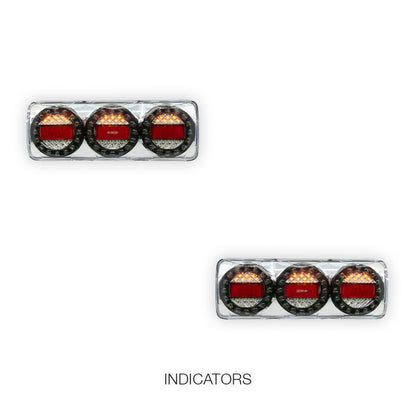 Universal 3-LED Combination Tail Lights  for Utes / Trucks / Trailers LH + RH
